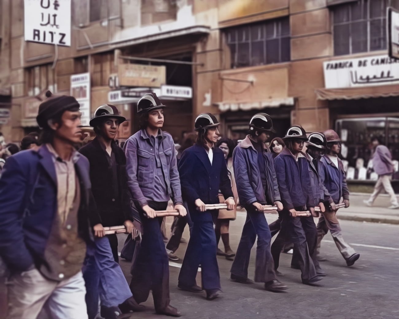 Jonge socialisten demonstreren in juli 1973 in Santiago Chili