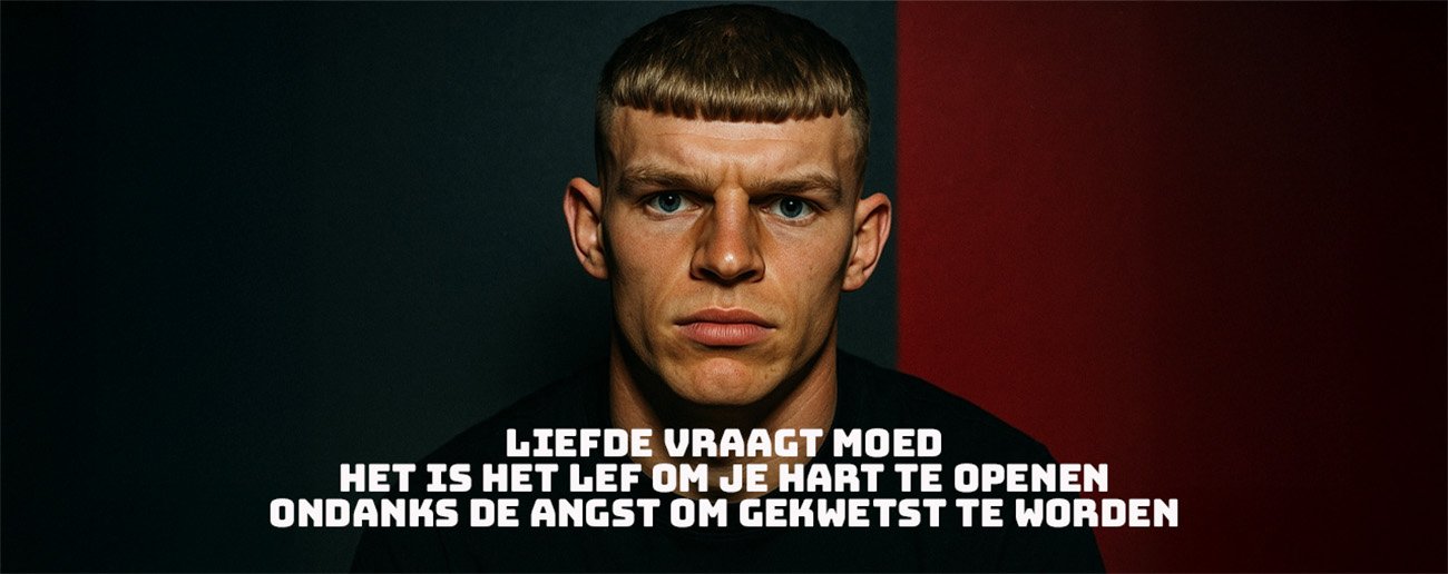 Liefde vraagt moed. Het is de kracht om je hart open te stellen, ondanks de risico’s, en een tegenreactie op een cultuur die je vertelt altijd hard te moeten zijn.