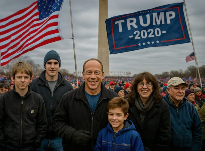 Middenstanders bij een Trump 2020-bijeenkomst in Washington D.C. voor het Washington Monument
