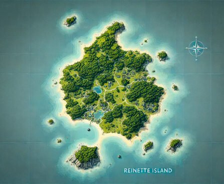 Kaart van een geïsoleerd eiland genaamd Reinette Island, symbool voor het terugtrekken van Nederland uit internationale samenwerking.