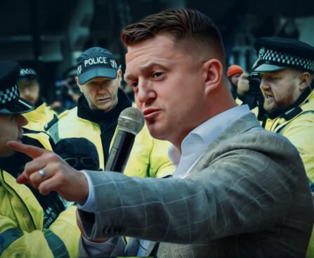 Extreemrechtse agitator Tommy Robinson zaait haat tijdens een protest