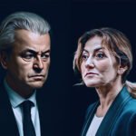 Geert Wilders en Dilan Yesilgöz kijken elkaar aan tijdens politieke confrontatie