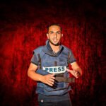 Journalist Anas al-Sharif in persvest in Gaza