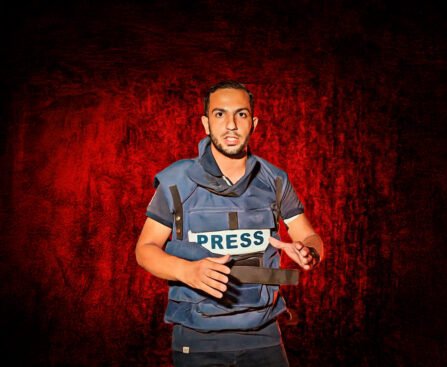 Journalist Anas al-Sharif in persvest in Gaza