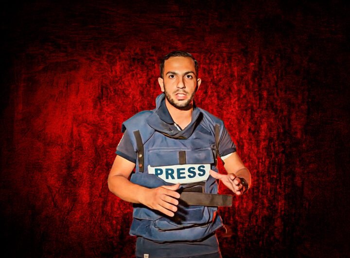 Journalist Anas al-Sharif in persvest in Gaza