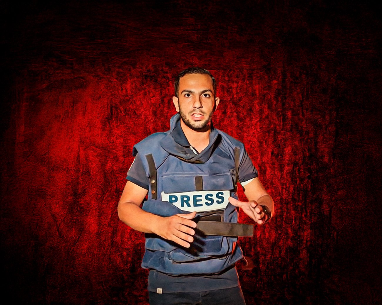 Journalist Anas al-Sharif in persvest in Gaza