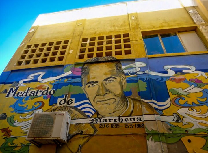 Muurschildering van Medardo de Marchena in Punda, Willemstad, Curaçao