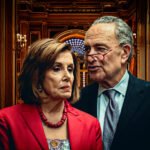 Nancy Pelosi en Chuck Schumer in gesprek in een formele politieke setting