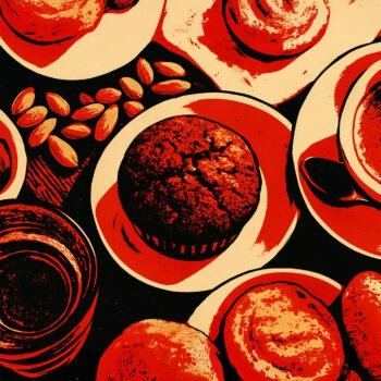 Diverse koffies en zoetigheden op een tafel als symbool voor consumptie en ketenvorming