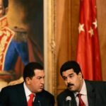 Hugo Chávez en Nicolás Maduro tijdens een officiële bijeenkomst in Venezuela